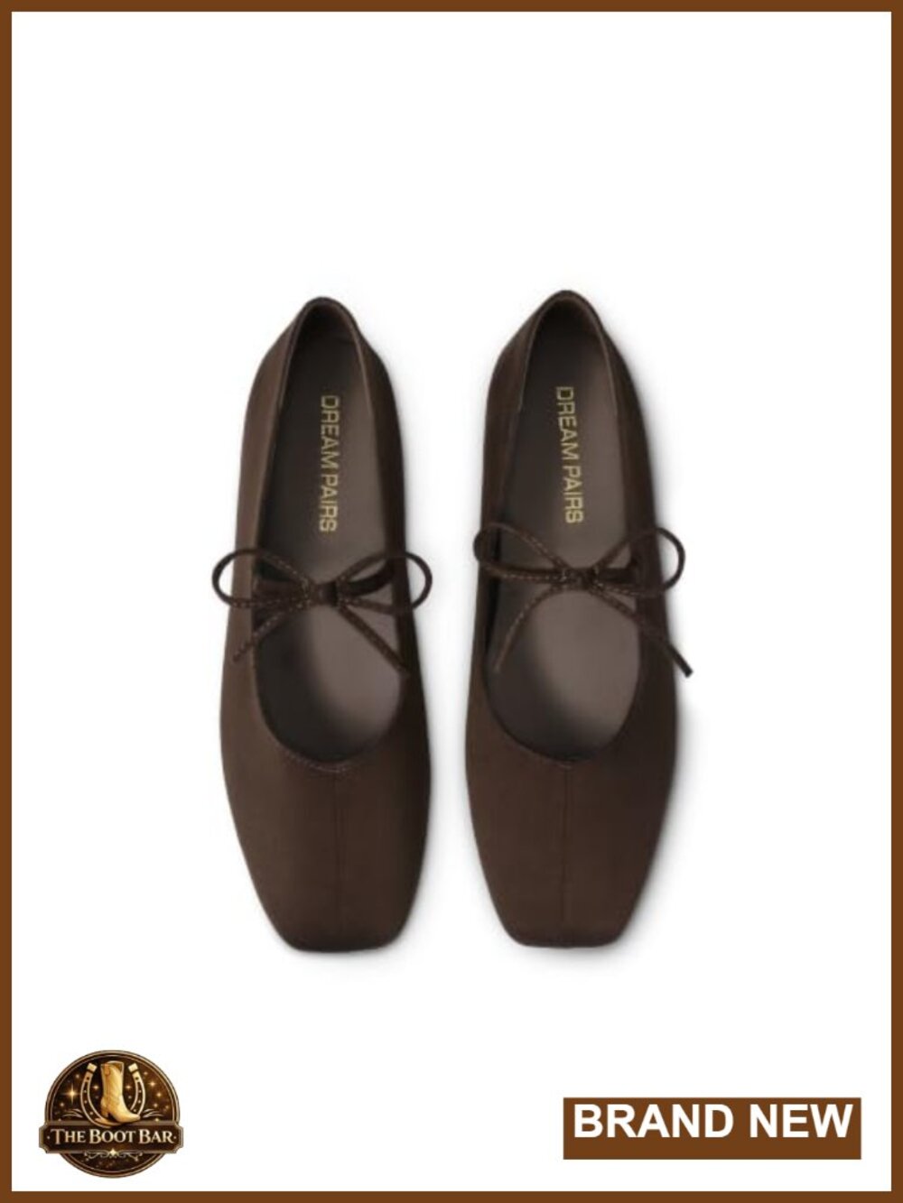 Women's Square Toe Ballet Mary Jane Flats Faux Suede Bow Detail